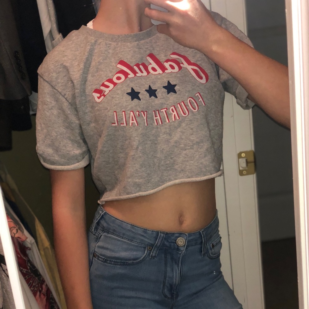 Gray Fourth of July crop top